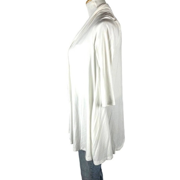 White Bamboo Open Front Minimalist Staple Cardigan S/M Orange Fashion Village - Picture 4 of 5